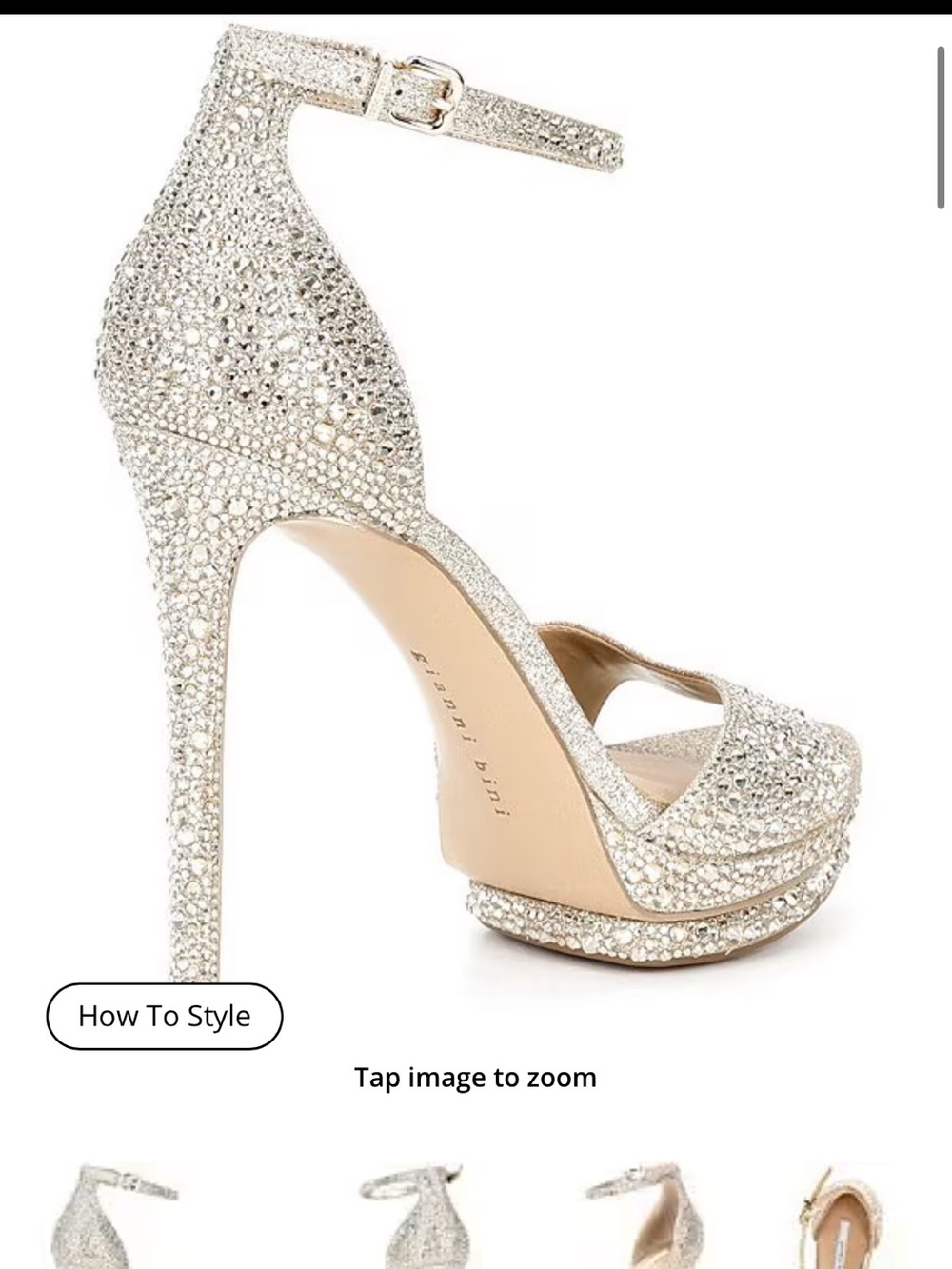 Gianni Bini Silver Rhinestone Platform Ankle-Strap Heels - Picture 2 of 8